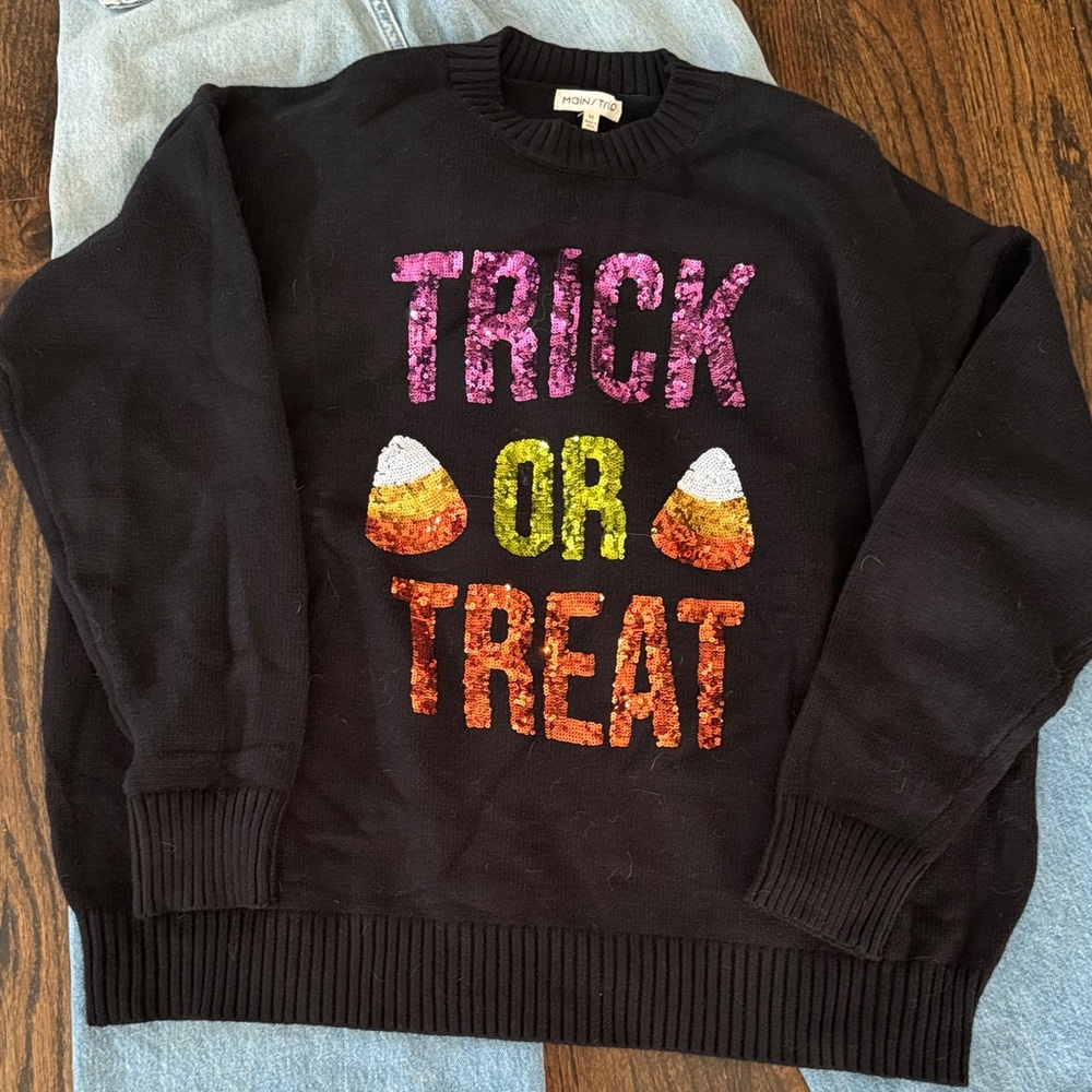 Main Strip Black Trick or Treat Sweater